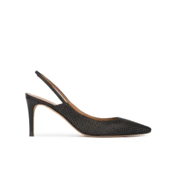 Angelique Zapatos negros de tacón medio en rafia y piel