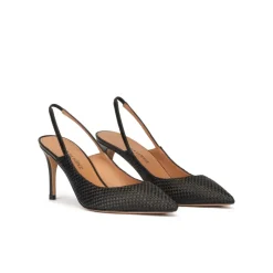 Angelique Zapatos negros de tacón medio en rafia y piel