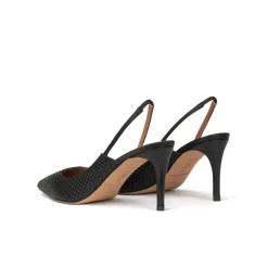 Angelique Zapatos negros de tacón medio en rafia y piel