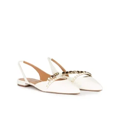 Anquetta Zapatos planos de punta fina en piel blanco roto