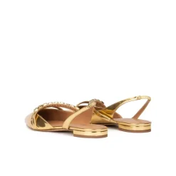 Anquetta Zapatos planos dorados de punta fina en piel efecto espejo