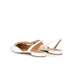Anquetta Zapatos planos de punta fina en piel blanco roto