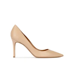 Aqua Zapatos de punta fina y tacón stiletto en piel beige