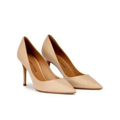 Aqua Zapatos de punta fina y tacón stiletto en piel beige
