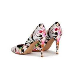 Aqua Zapatos de punta fina y tacón stiletto en tejido con estampado floral