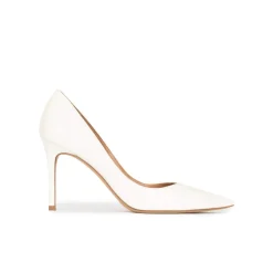 Aqua Zapatos de puntera afilada y tacón stiletto en piel blanco roto