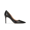 Aqua Zapatos negros de piel con tacón alto y punta fina