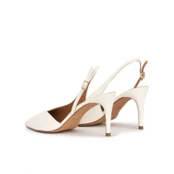 Aquamarie Zapatos destalonados de punta con tacón medio en piel color blanco