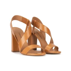 Aquira Sandalias camel de piel con tacón alto ancho