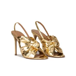Baroque Sandalias doradas de tacón alto fino con adorno de lazo