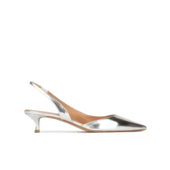 Blanque Zapatos destalonados de tacón medio en piel plateada