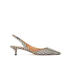 Blanque Zapatos destalonados de punta fina a cuadros blancos y negros