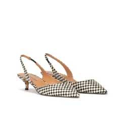 Blanque Zapatos destalonados de punta fina a cuadros blancos y negros