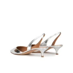 Blanque Zapatos destalonados de tacón medio en piel plateada