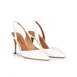 Danique Zapatos blancos de piel con tacón alto y punta fina