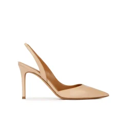 Danique Zapatos destalonados de piel beige con tacón alto y punta fina