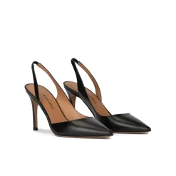 Danique Zapatos destalonados negros de piel con tacón alto y punta fina