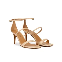 Daquesha Sandalias de puntera cuadrada y tacón medio en piel beige