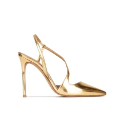 Dominique Slingbacks metalizados de tacón alto en piel dorada