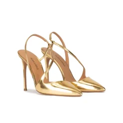 Dominique Slingbacks metalizados de tacón alto en piel dorada