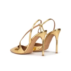 Dominique Slingbacks metalizados de tacón alto en piel dorada
