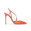 Dominique Zapatos destalonados con tacón stiletto en piel color coral