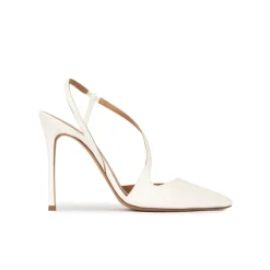 Dominique Zapatos destalonado con tacón alto y puntera fina piel blanco roto
