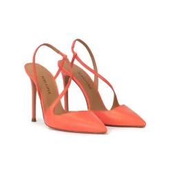 Dominique Zapatos destalonados con tacón stiletto en piel color coral