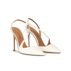 Dominique Zapatos destalonado con tacón alto y puntera fina piel blanco roto