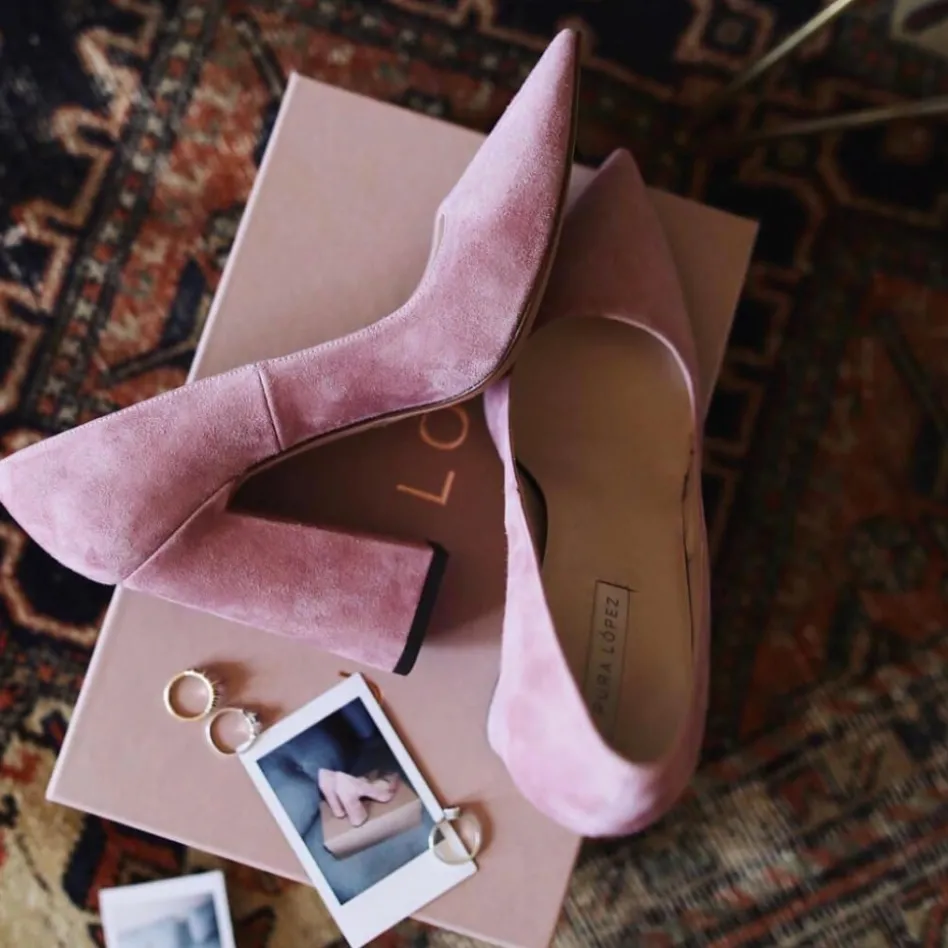 Janie Zapatos de salón de tacón alto en ante rosa