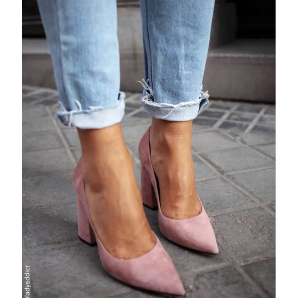Janie Zapatos de salón de tacón alto en ante rosa