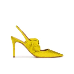 Jaqueline Zapatos altos de punta fina en verde pistacho con lazada
