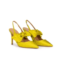 Jaqueline Zapatos altos de punta fina en verde pistacho con lazada