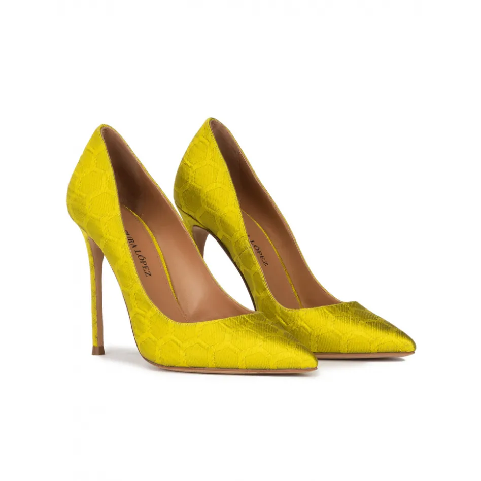 Kameron Zapatos de punta fina y tacón stiletto en tejido verde pistacho