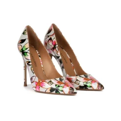 Kameron Zapatos de punta con tacón fino de 11 cms con estampado floral