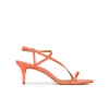 Laquenda Sandalias de tacón medio con diseño de tiras en piel coral