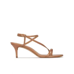 Laquenda Sandalias de tacón medio en piel camel