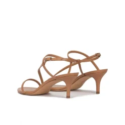 Laquenda Sandalias de tacón medio en piel camel