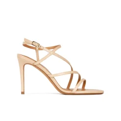 Marquesa Sandalias de tacón alto con diseño de tiras en piel beige