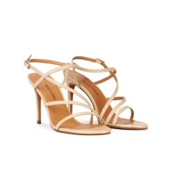 Marquesa Sandalias de tacón alto con diseño de tiras en piel beige
