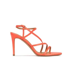 Marquesa Sandalias rosa coral de piel con tacón alto y punta redonda