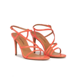 Marquesa Sandalias rosa coral de piel con tacón alto y punta redonda