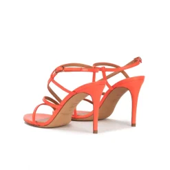 Marquesa Sandalias rosa coral de piel con tacón alto y punta redonda
