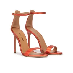 Monique Sandalias metalizadas de tacón alto en rosa coral