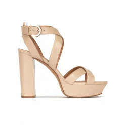 Olaya Sandalias altas de plataforma en piel beige