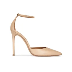 Olesia Zapatos de punta fina y tacón alto en piel beige con pulsera