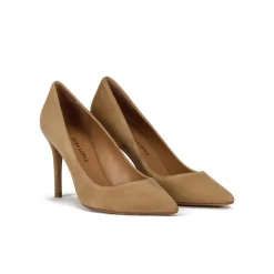 Olga Zapatos de salón en ante camel con tacón alto y punta fina