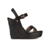 Olivia Sandalias de cuña alta en rafia color negro con hebilla lateral