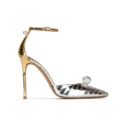Olympia Zapatos plateados de tacón alto y punta fina con pulsera