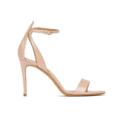 Omaira Sandalias de tacón fino con pulsera en charol nude